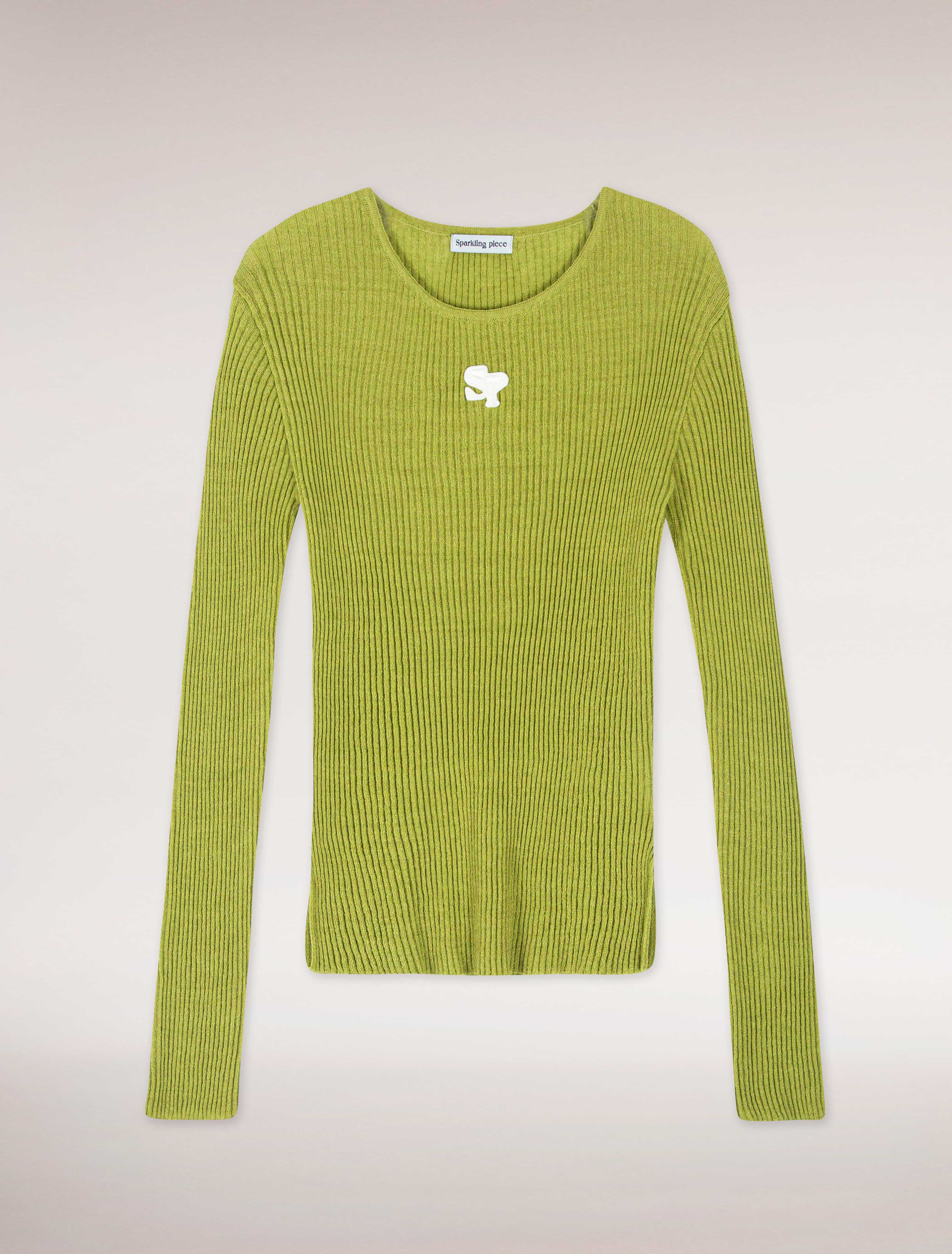 CREW NECK RIBBED KNIT TOP (OLIVE GREEN)