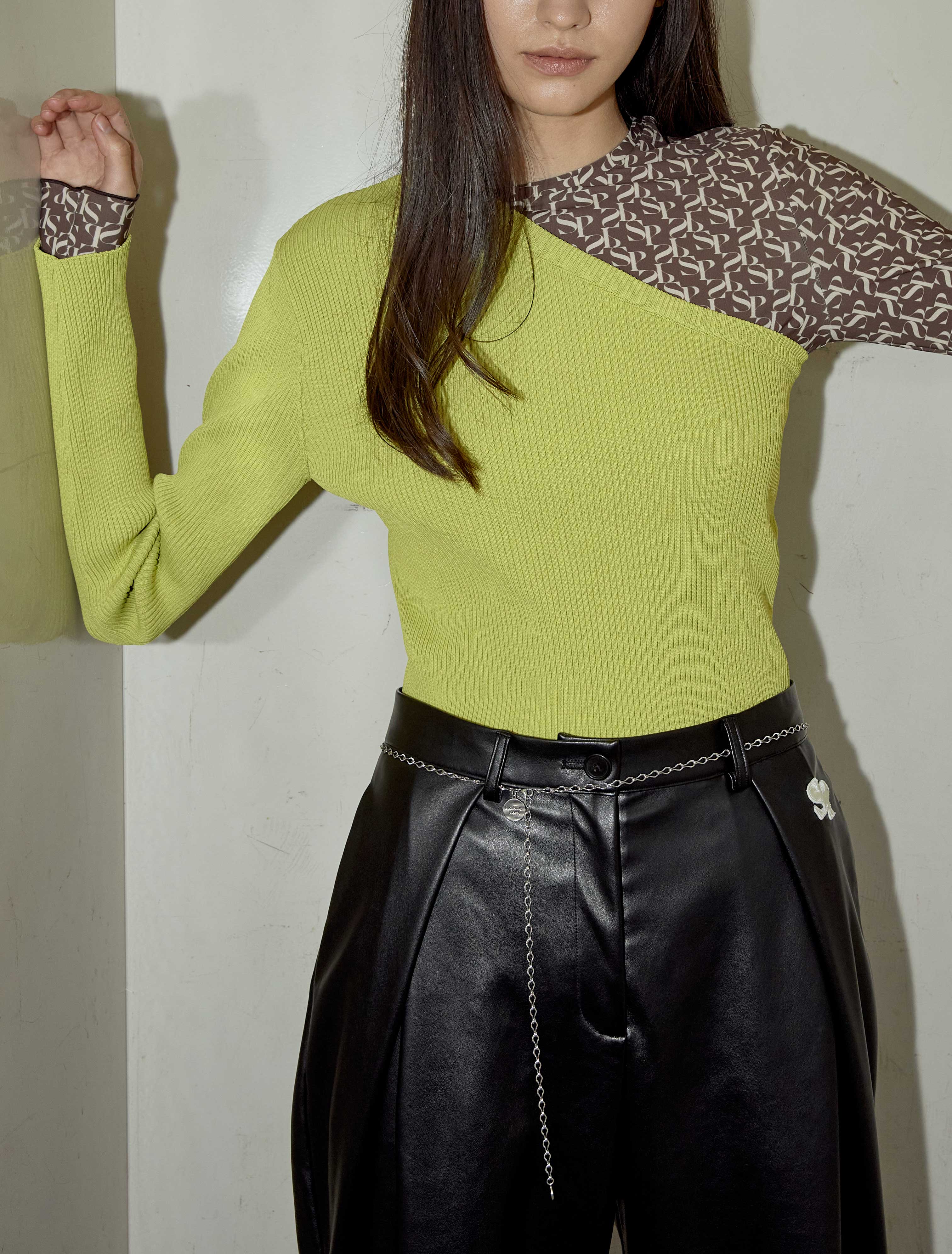 ASYMMETRIC KNITTED TOP (LIME)