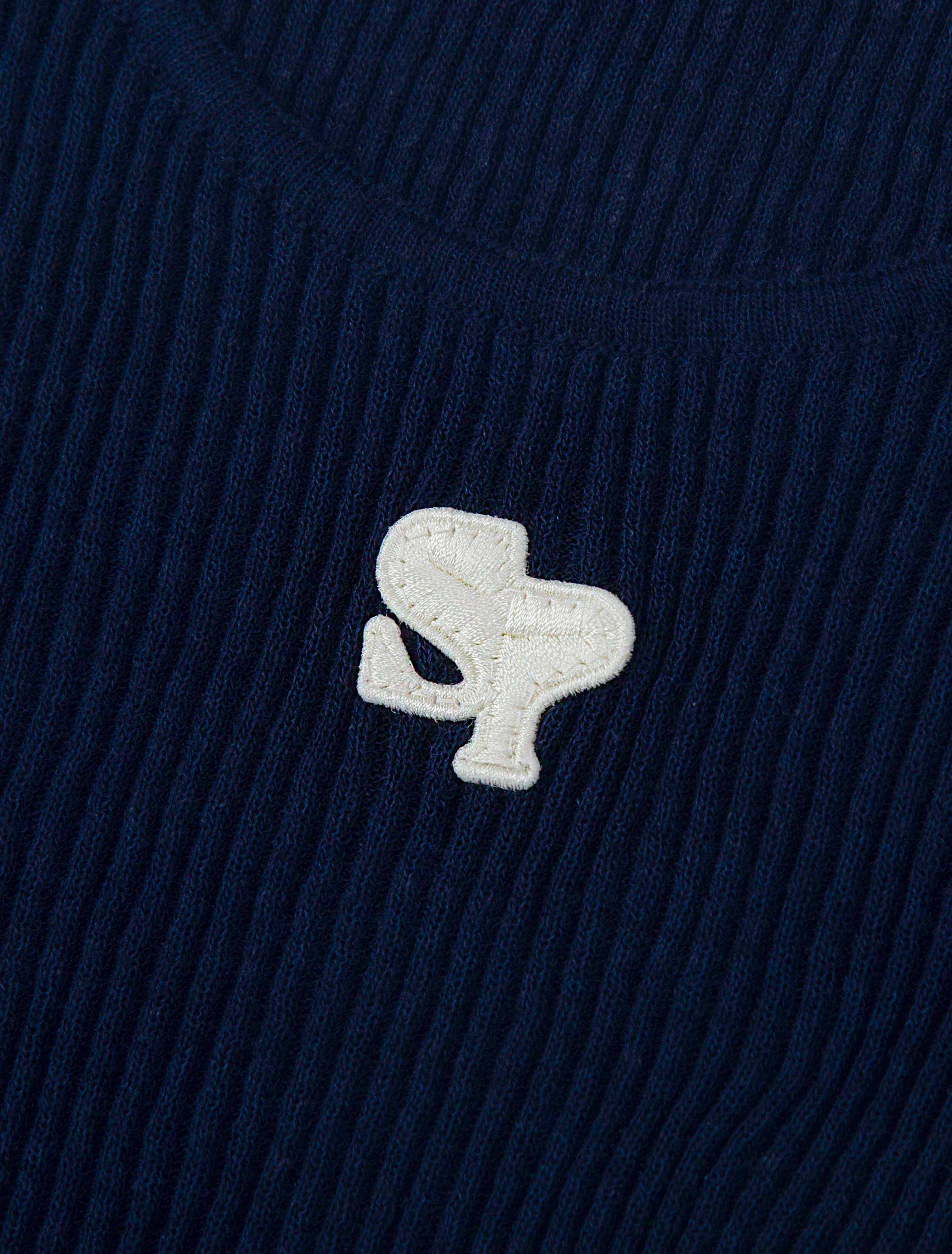 CREW NECK RIBBED KNIT TOP (NAVY)